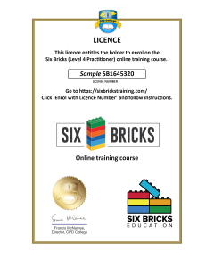 Six Bricks Online Training Course (Level 4 Certificate) - Licence